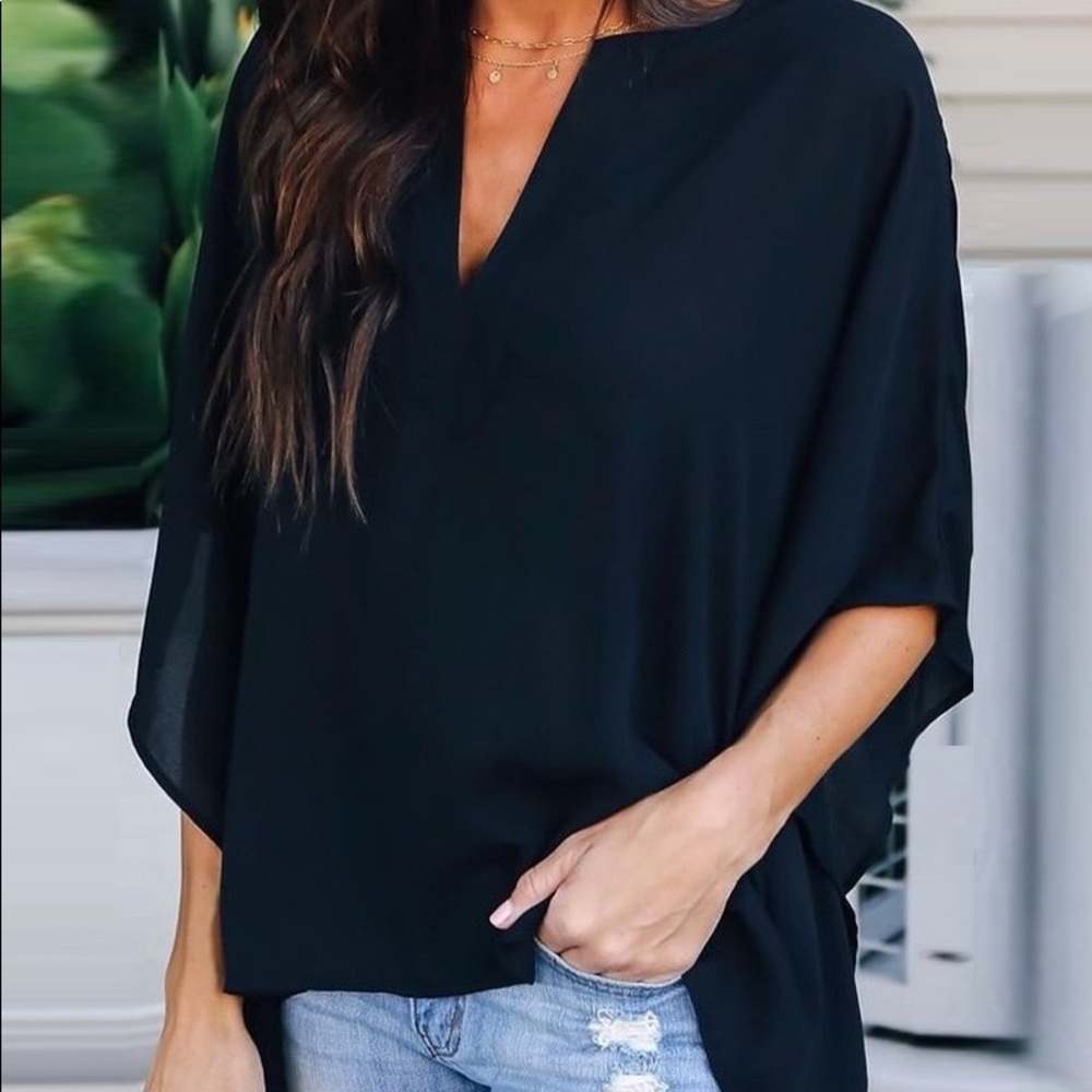 Short Sleeve V Neck Blouse